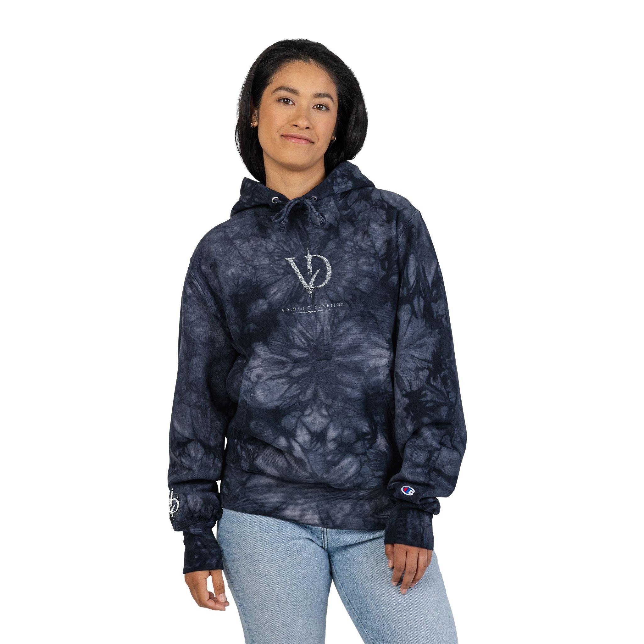 Unisex Champion Tie-Dye Hoodie (Embroidery) VD logo